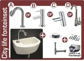 City designfonteinset  Supercompact, aan beide zijkanten slechts 16cm diep !!!