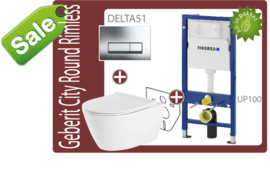 Geberit UP100/Delta51 Round rimfree toiletset -SALE-