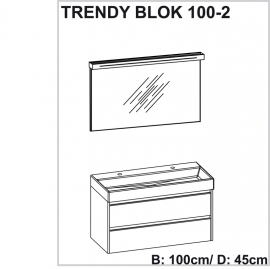 Trendy badmeubelset met spiegel met verlichting 100cm