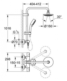 Grohe showerset Euphoria Cosmo hoofddouche 160mm Rain New Temp.II chroom 27922000