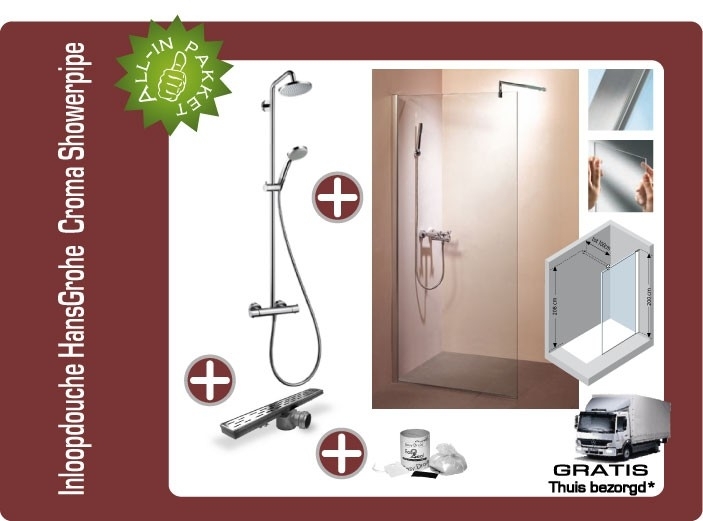 Inloopdouche 95cm Hansgrohe Croma showerpipe