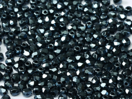 Fire polished 3mm Jet Blue Hematite Full, 100 of 50 stuks, vanaf