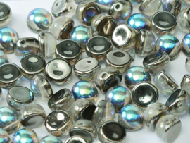 10x 2-Hole Cabochon 6mm Crystal Graphite Rainbow