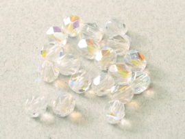 Fire polished 4mm Crystal AB, 100 of 50 stuks, vanaf