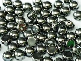 10x 2-Hole Cabochon 6mm Jet Full Chrome