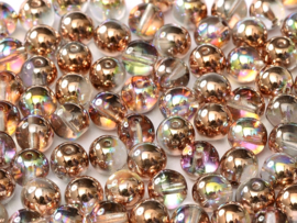 Tsjechisch/Czech rond Beads 4 mm Crystal Copper Rainbow, per 100 stuks