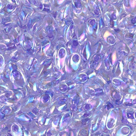 10g Miyuki Long Magatama 4x7mm Lilac Lined Crystal AB
