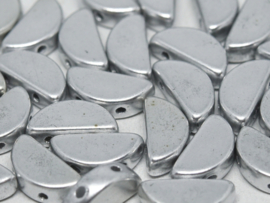 Semi Circle Beads Aluminium Silver, per 10 stuks