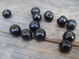 Zwarte houten kraaltjes 8mm budget per 50 gram ongeveer 300 kralen