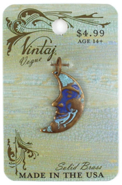 Vintaj Patina Man In The Moon 32x13mm, Natural Brass