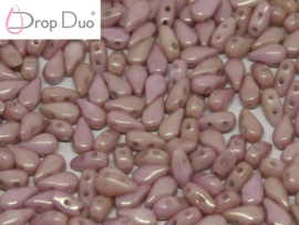 DropDuo 3x6mm Chalk White Red Luster, 50 stuks