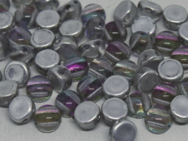 10x 2-Hole Cabochon 6mm Crystal Underlit Pink Mist