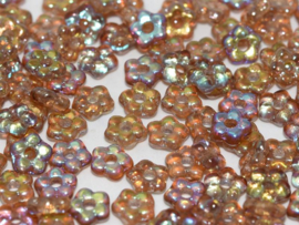 Flower Beads 5mm Crystal Brown Rainbow 25x