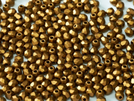 Fire polished 3mm Brass Gold, 100 of 50 stuks, vanaf