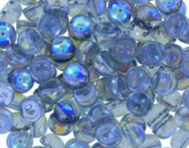 10x 2-Hole Cabochon 6mm Crystal Etched Blue Rainbow