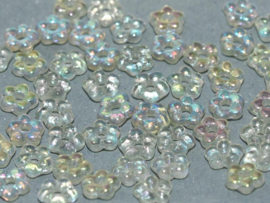 Flower Beads 5mm Crystal Green Rainbow 25x