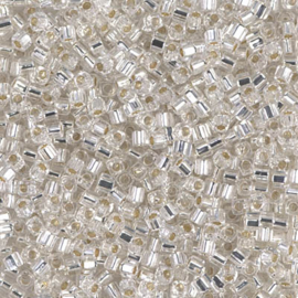Miyuki Cube Beads 1,8mm Silver Lined Crystal, per 10 gram