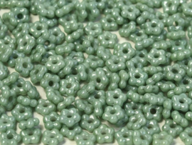 Flower Beads 5mm Chalk White Teal Luster 25x