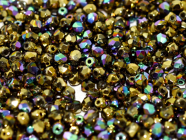 Fire polished 3mm Crystal Glittery Amber, 100 of 50 stuks, vanaf