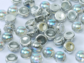 10x 2-Hole Cabochon 6mm Crystal Silver Rainbow