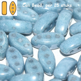 CB3000/14464 Cali Bead 3x8mm Chalk White Baby Blue Luster, per 25 stuks