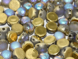 10x 2-hole Cabochon 6mm Crystal Etched Golden Rainbow