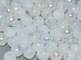 Tsjechisch/Czech rond 4mm White Opal AB, per 100 stuks