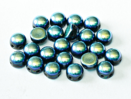 10x 2-Hole Cabochon 6mm Jet Full AB