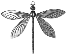 Trinity Brass pendant 64x51mm Victorian Dragonfly antique silver plated, x1