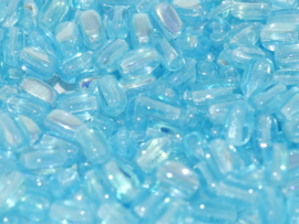 RIB-60010/28701 Rice Beads 6x4mm Aqua AB, per 50 stuks