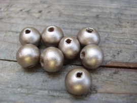 Houten kraaltjes 8mm lichtbronze champagne per 10 stuks
