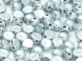 2-Hole Cabochon 6mm Etched Aluminium Silver