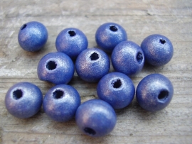 Houten kraaltjes 8mm ibizablauw per 10 stuks