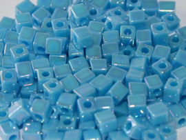 Miyuki Cube Beads 4mm Opaque Turquoise Blue AB 10g