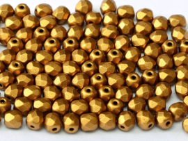 Fire polished 4mm Brass Gold, 100 of 50 stuks, vanaf