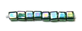 Miyuki Cube Beads 1,8mm Transparent Emerald Rainbow, per 10 gram
