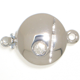 Claspgarten 12,5mm Schuifslot met 1 oog  Rhodium Plated, per stuk