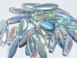 Dagger Bead 1-hole 5x16mm Crystal Blue Rainbow, per 20 stuks