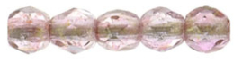 Firepolished 2mm Luster Transparent Topaz/Pink, per 50 stuks