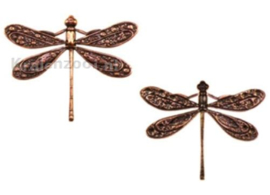 Trinity Brass pendant 50x39mm Dragonfly antique copper plated, x1