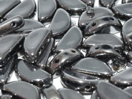 Semi Circle Beads Jet Full Chrome, per 10 stuks