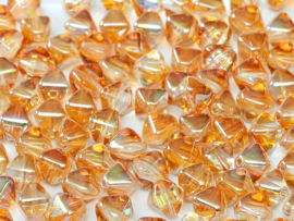 15x Czech Bicone 6mm Crystal Orange Rainbow