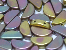 Semi Circle Beads Purple Iris Gold,	 per 10 stuks