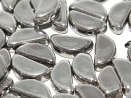 Semi Circle Beads Jet Argentic Full, per 10 stuks
