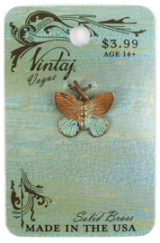 Vintaj Patina Butterfly Charm 19x15mm, Natural Brass, per stuk