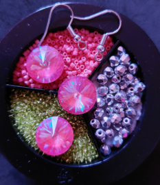 B3 #1122 Swarovski Crystal Lotus Pink Delite, met of zonder oorhangers, vanaf