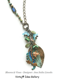 Vintaj Patina Plumed Leaf 52,5x21mm, Natural Brass