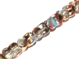 Diabolo  Beads Crystal Copper Rainbow, per streng van 50 stuks