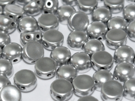 10x 2-Hole Cabochon 6mm Aluminium Silver