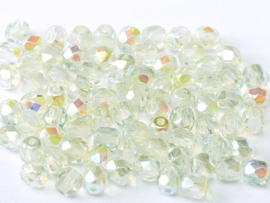 Fire polished 3mm Crystal Green Rainbow, 100 of 50 stuks, vanaf